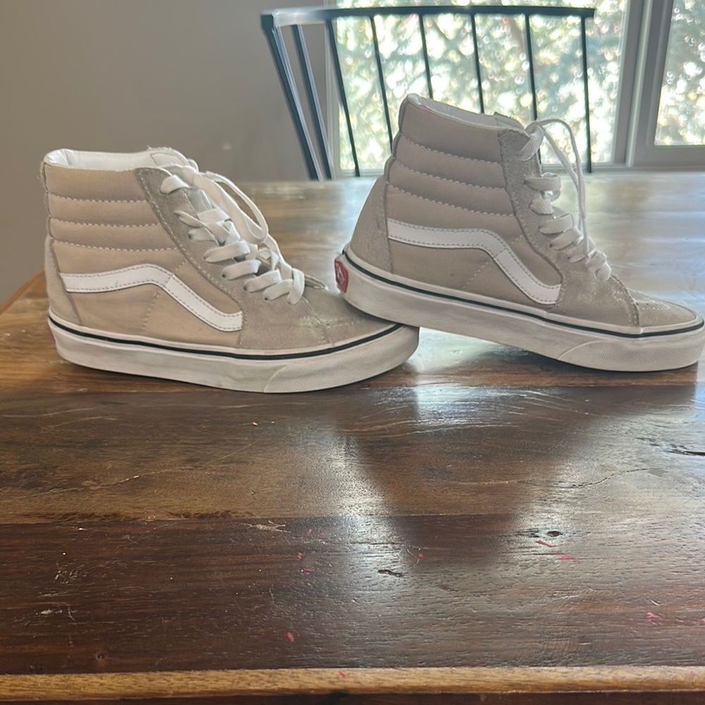 Vans Kids High-Top Sneakers - Beige and White
